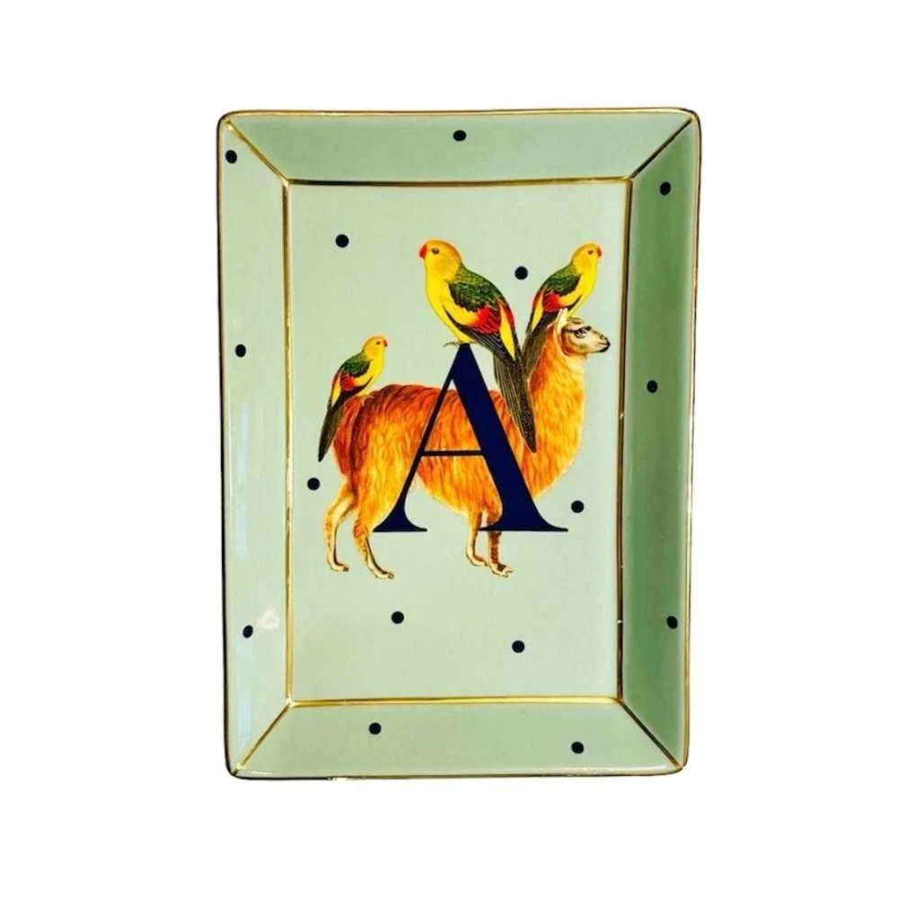 Piattino Porcellana 17x12 cm Alphabet Alpaca – Yvonne Ellen London