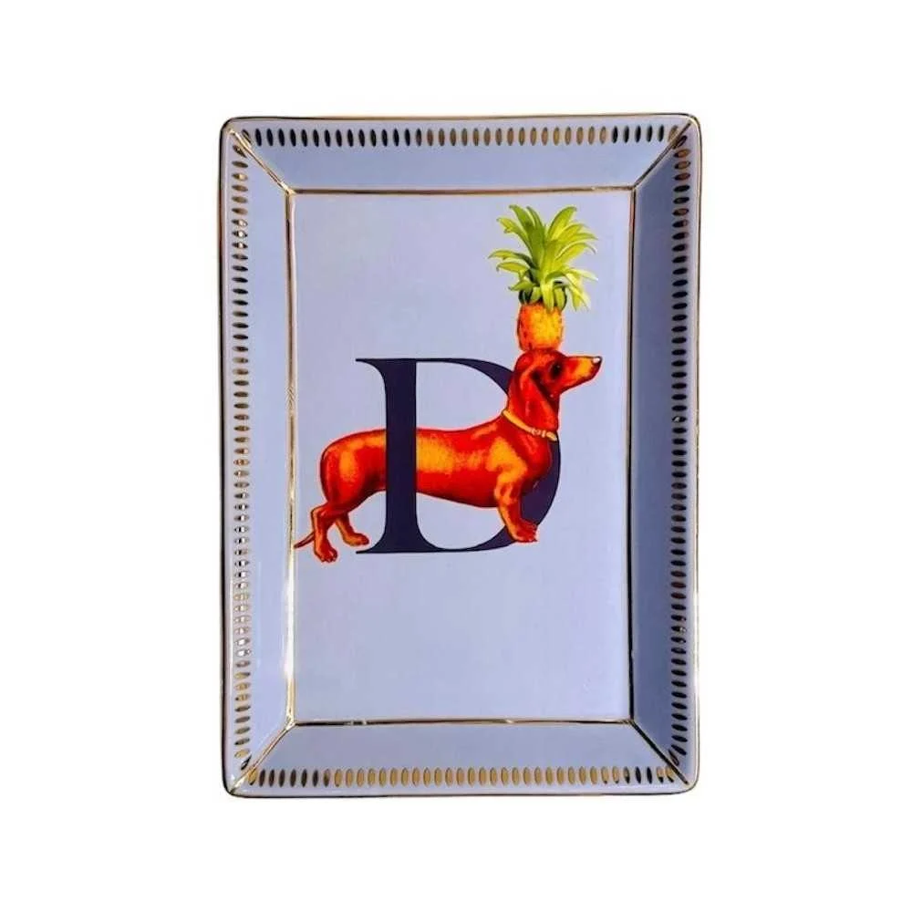 Piattino Porcellana 17x12 cm Alphabet Dog – Yvonne Ellen London