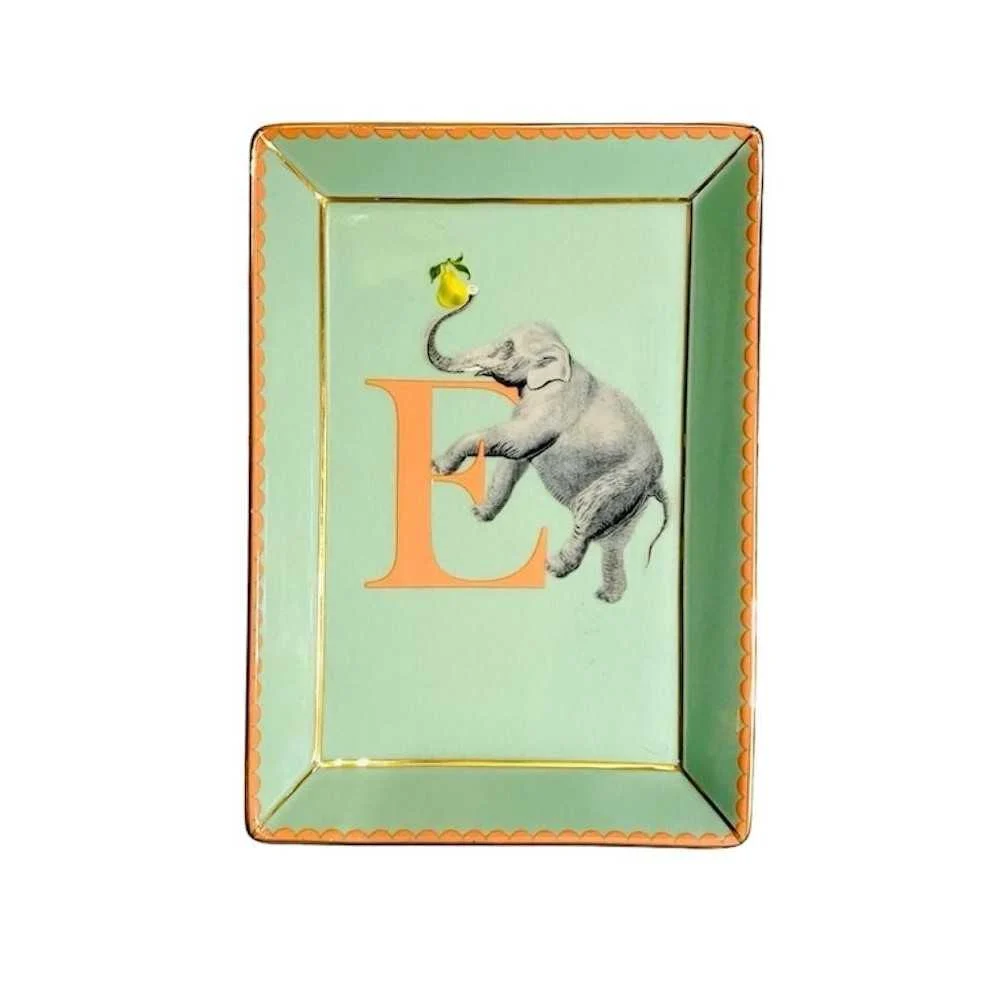 Piattino Porcellana 17x12 cm Alphabet Elephant – Yvonne Ellen London