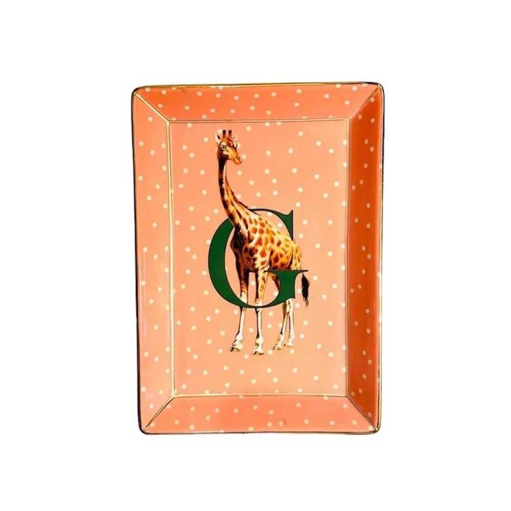 Piattino Porcellana 17x12 cm Alphabet Giraffe – Yvonne Ellen London