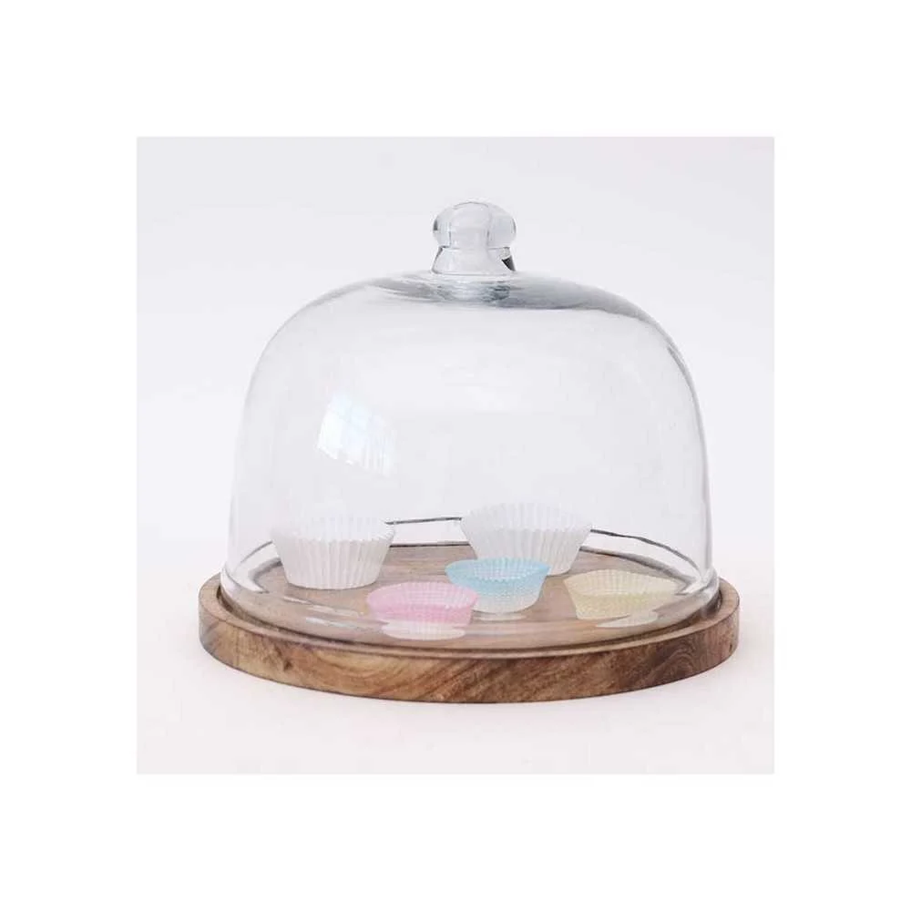 Piatto con cloche in vetro 29x29x24 cm