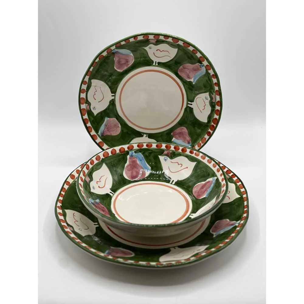 Piatto Fondo Ceramica Gallina Verde Ø 21 cm