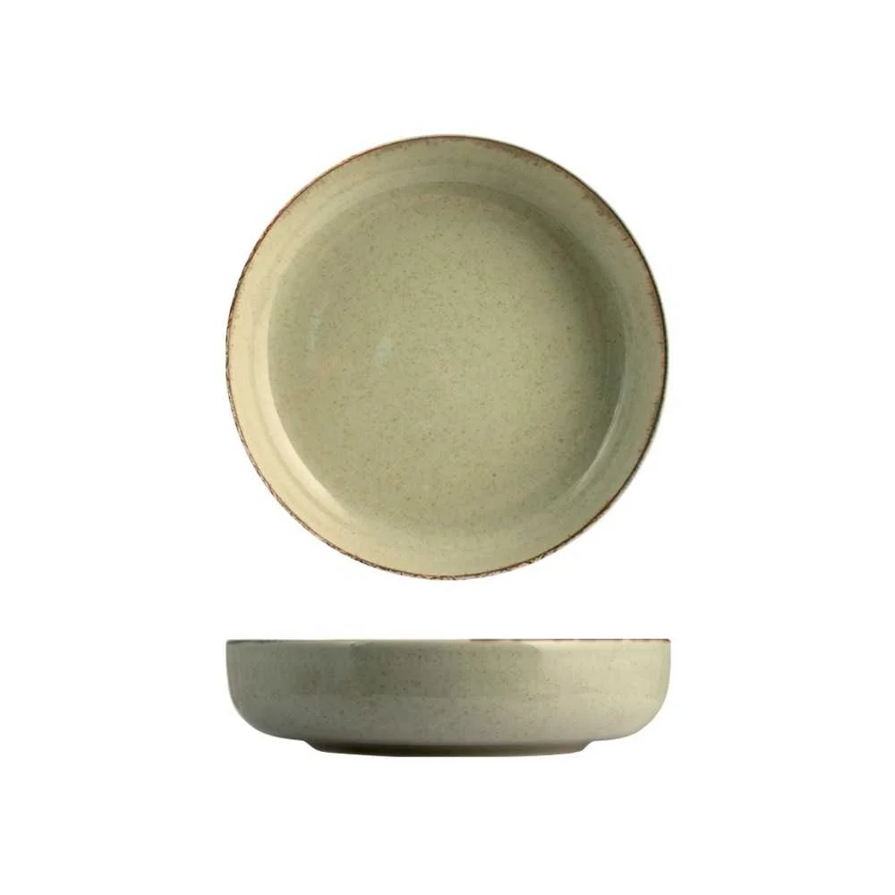 Piatto Fondo Pearl Verde Ø 19 cm – Tavola Naturale e Raffinata