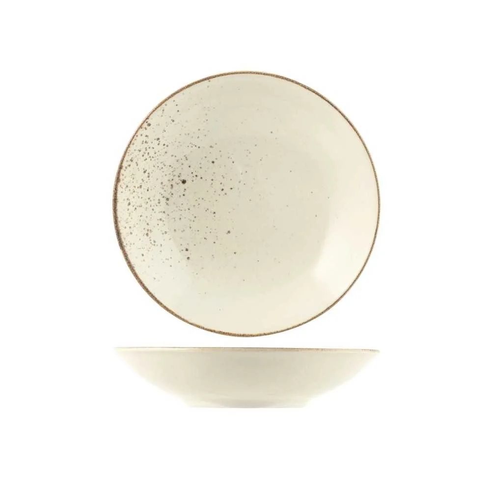 Piatto Fondo Reactive in Stoneware Ø 22 cm, Avorio