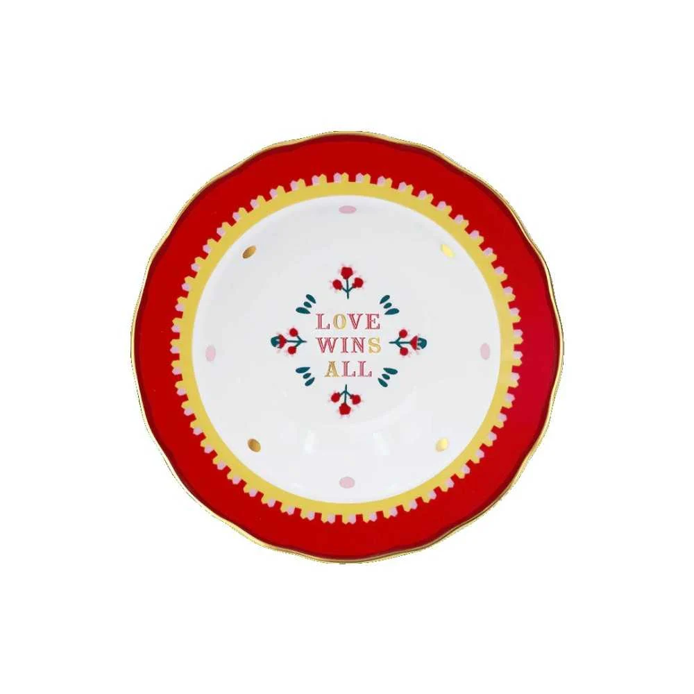 Piatto Fondo Rosso Ø 22 cm "Mamma Mia Xmas" – Tavola Festiva Baci Milano