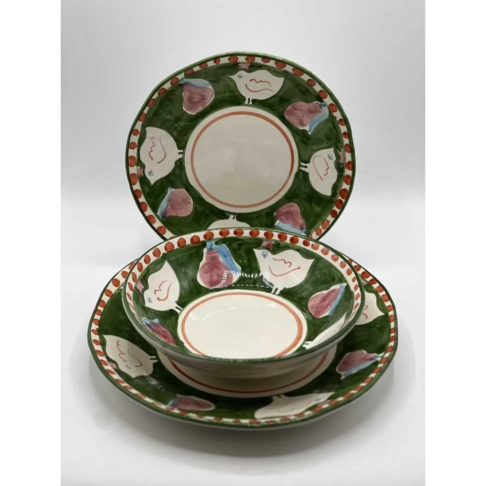 Piatto Frutta Ceramica Gallina Verde Ø 23 cm