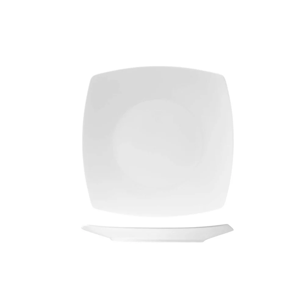 Piatto in porcellana, 21x21 cm, bianco