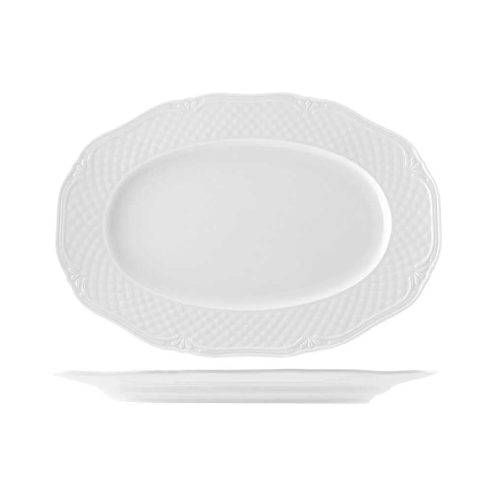 Piatto in porcellana "Arianna" Ovale cm 38 bianco