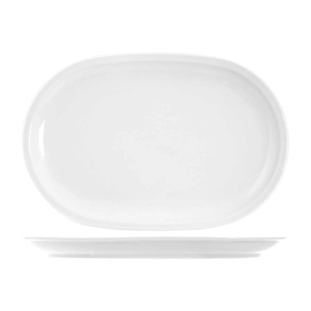 Piatto in porcellana "Chicago" Ovale Ø 37 cm bianco Saturnia