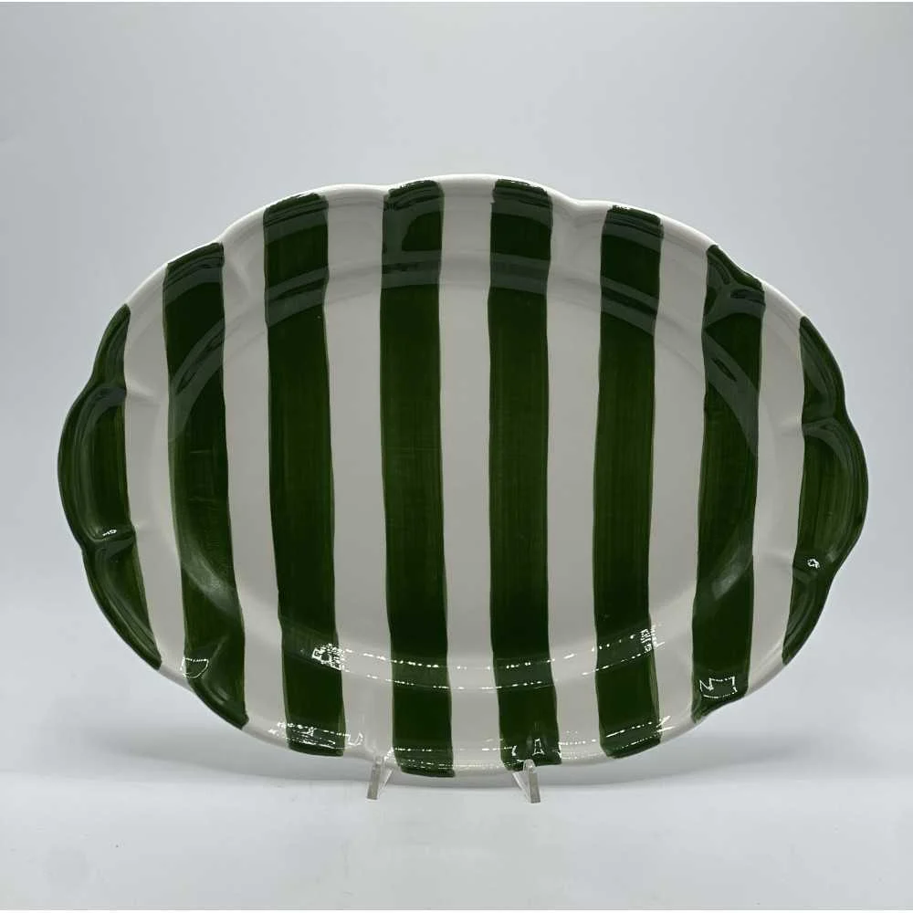Piatto Ovale Ceramica Artigianale Verde Bosco 45 cm