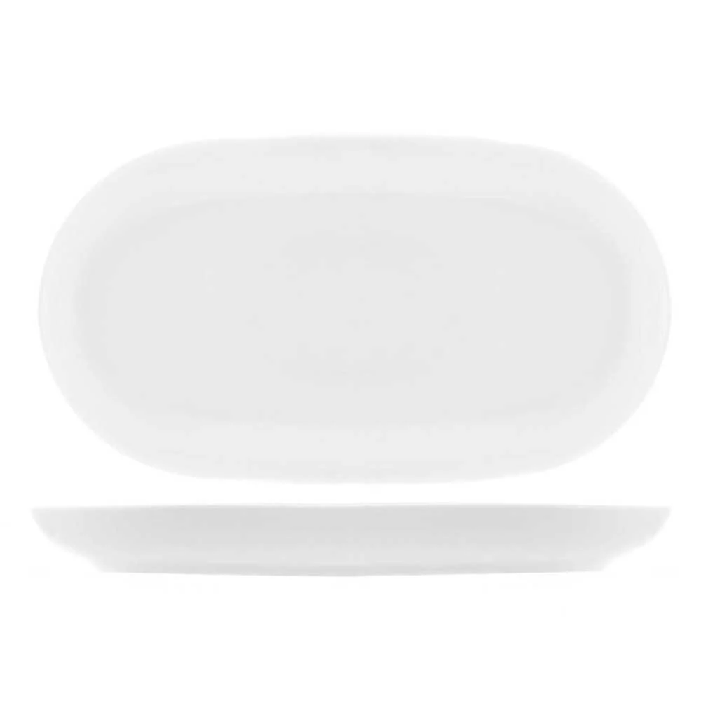 Piatto ovale in porcellana Oslo bianco 33x21 cm per piatti principali