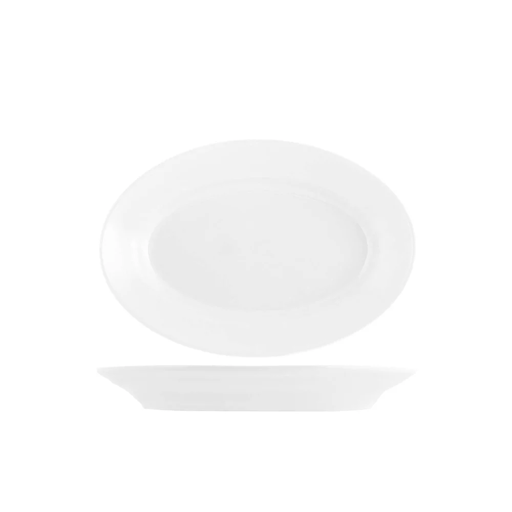 Piatto Ovale Tivoli in Porcellana Bianca Ø 25 cm – Made in Italy