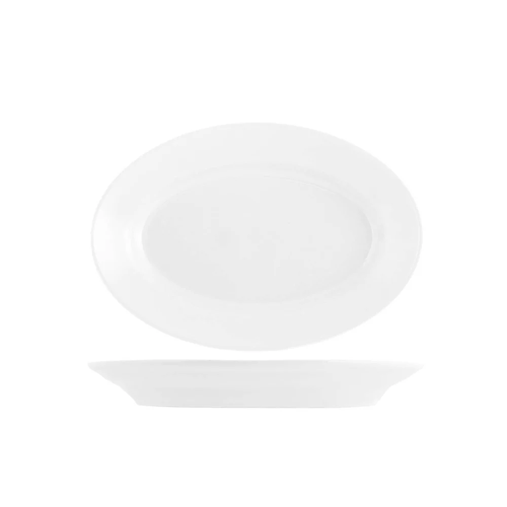 Piatto Ovale Tivoli in Porcellana Bianca Ø 28 cm – Made in Italy