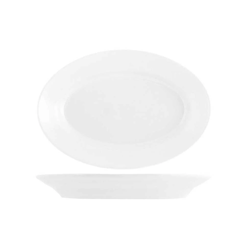 Piatto Ovale Tivoli in Porcellana Bianca Ø 31 cm – Made in Italy