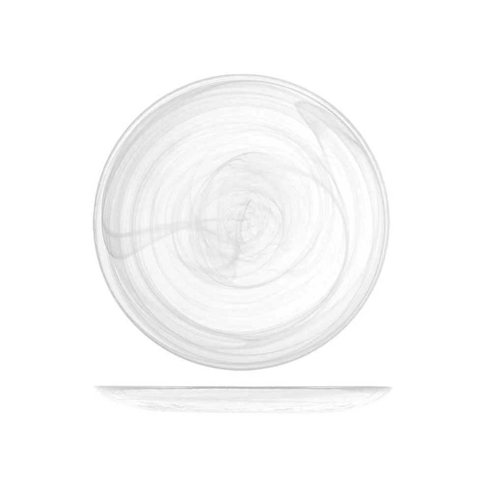 Piatto Piano Alabastro Ø 27,5 cm Bianco – Pasta di Vetro