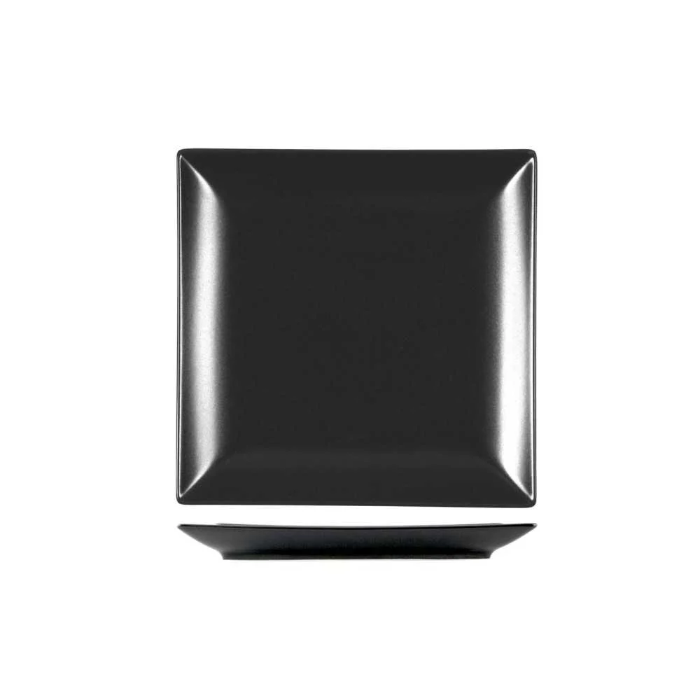 Piatto Quadrato Boston in Stoneware 18x18 cm – Nero