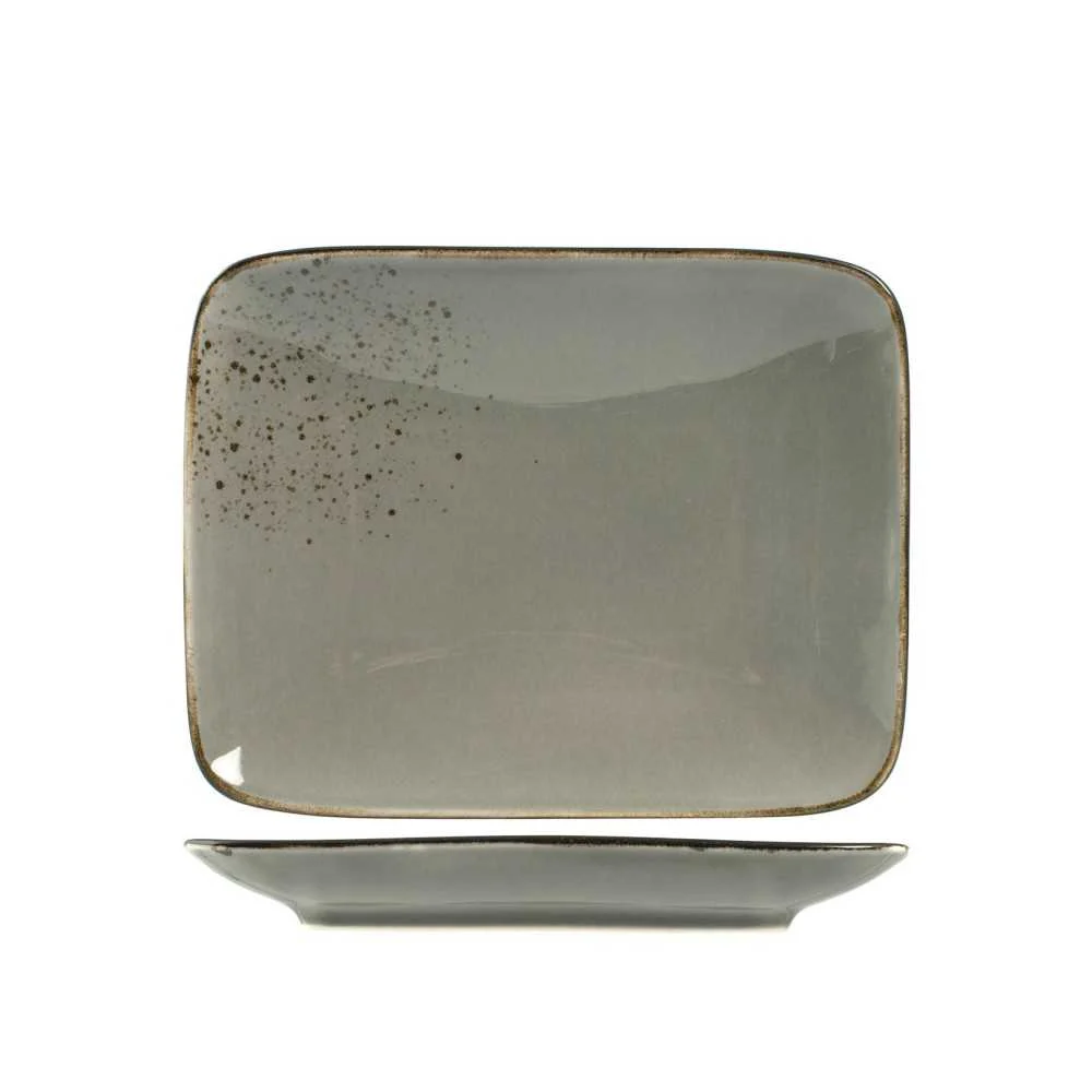 Piatto Reactive in Stoneware 22x17 cm, Grigio