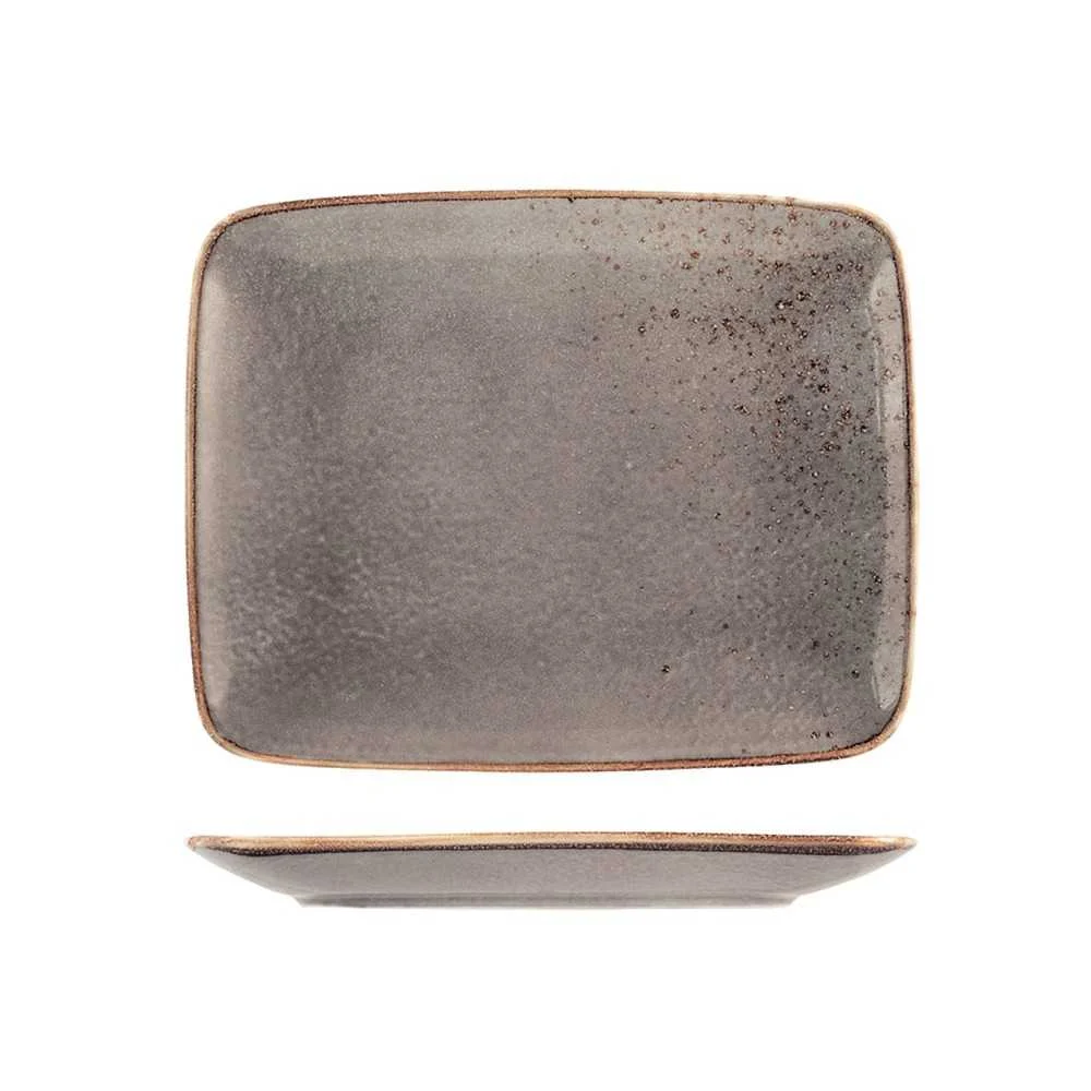 Piatto Reactive in Stoneware 29x23 cm, Grigio