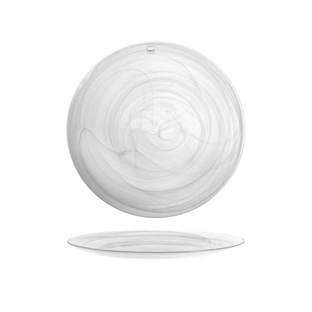 Piatto Tondo Alabastro Ø 32,5 cm Bianco – Pasta di Vetro