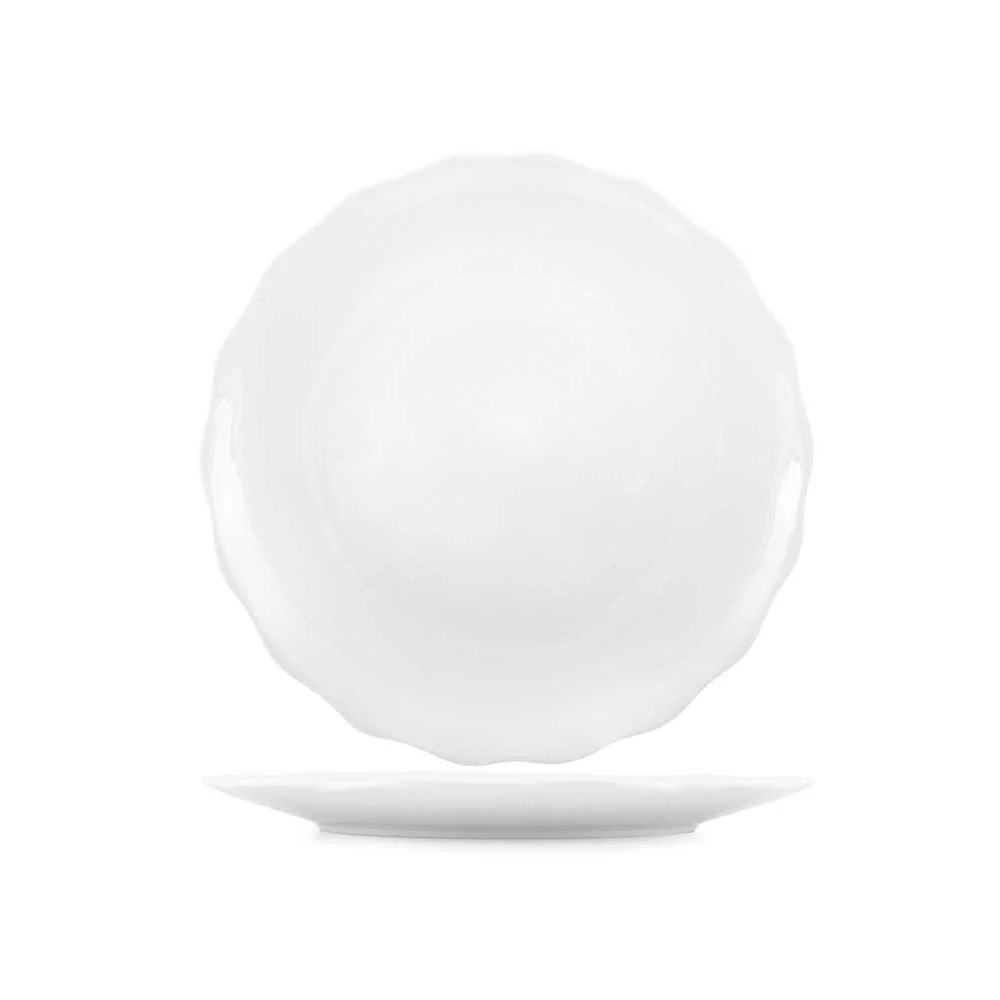 Piatto Tondo Festonato Porcellana Bianca Ø 32,5 cm – Eleganza da Portata