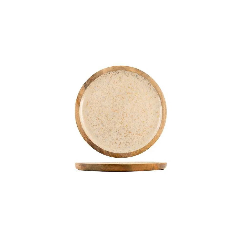 Piatto Tondo MetalDrops in Legno di Mango Ø 30,5 cm – Eleganza Artigianale per la Tavola