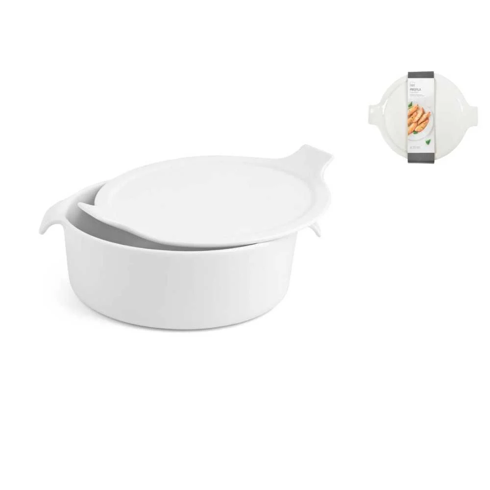 Pirofila Tonda in Porcellana Bianca con Coperchio 20x7 cm