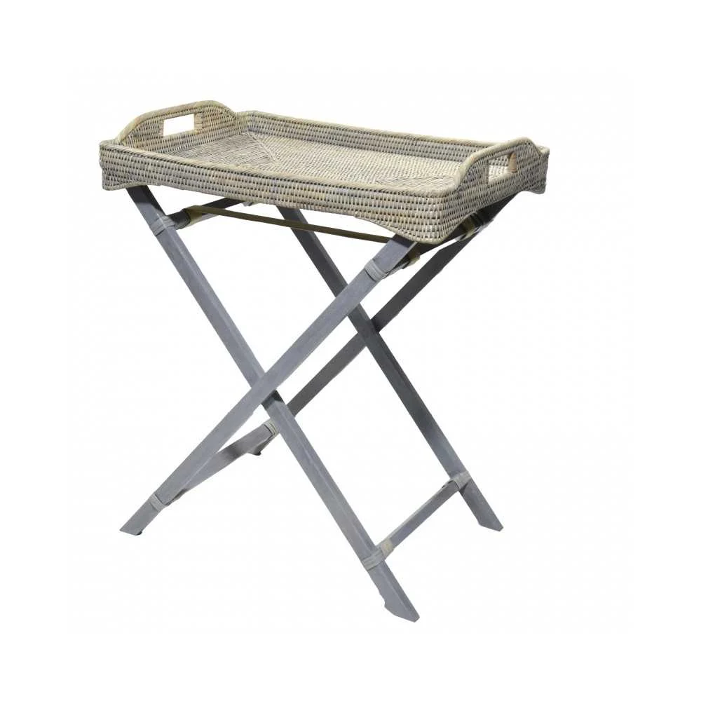 Pliant con Vassoio Rattan Grigio 65x45x77 cm  Funzionalità e stile naturale