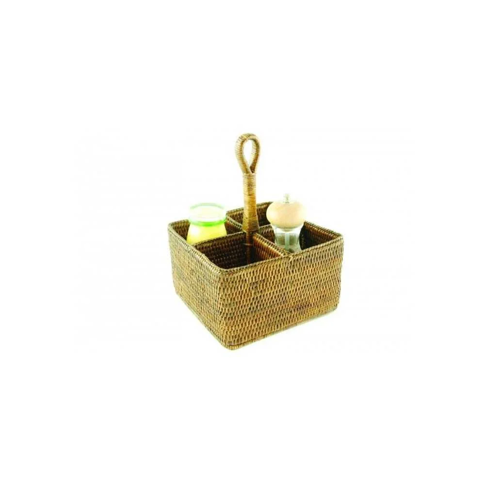 Porta Condimenti Rattan Scuro 20x20x12 cm