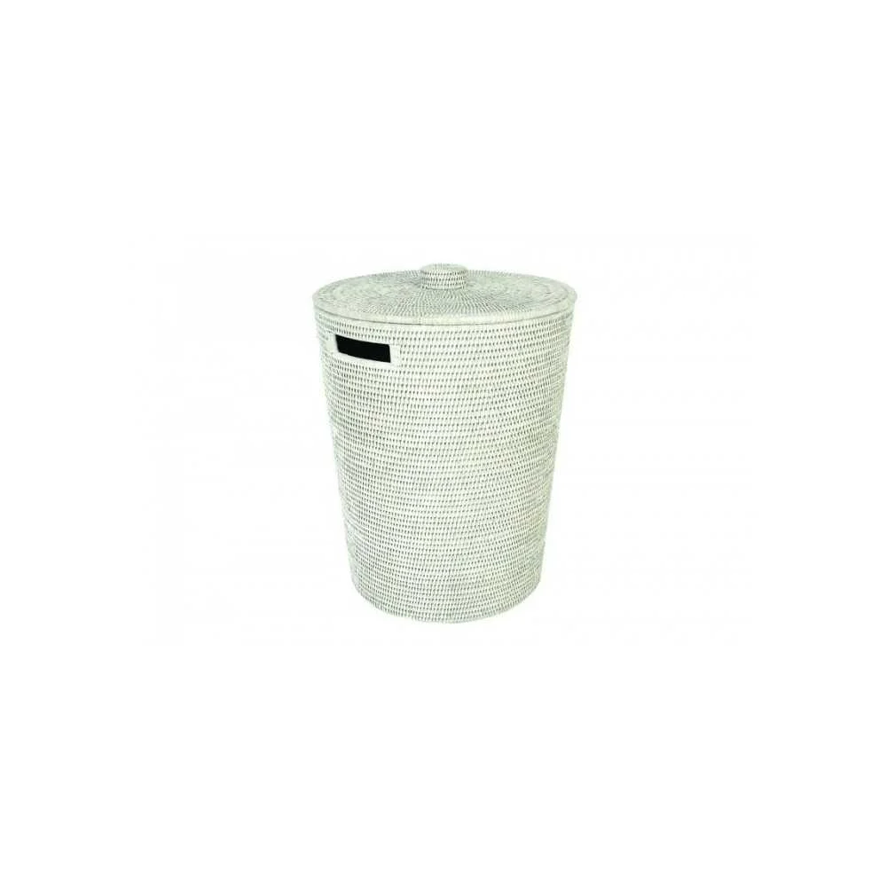 Portabiancheria in Rattan Bianco Artigianale 40x50