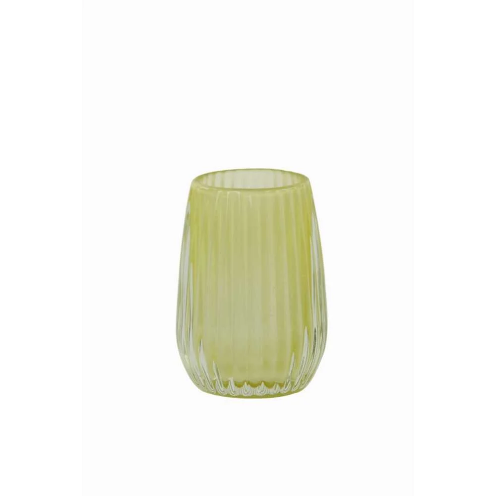 Portacandele Decorativo AIMEE Vetro Giallo Chiaro Ø10x14 cm