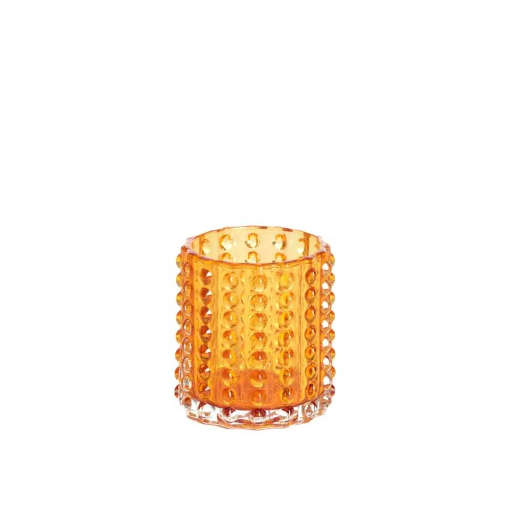 Portacandele Moderno BUBLINA in Vetro Arancione Ø9,5x10 cm