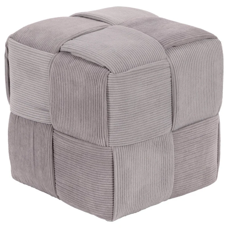 Dimo Pouf Brady in Velluto a Coste Intrecciato, Grigio Chiaro