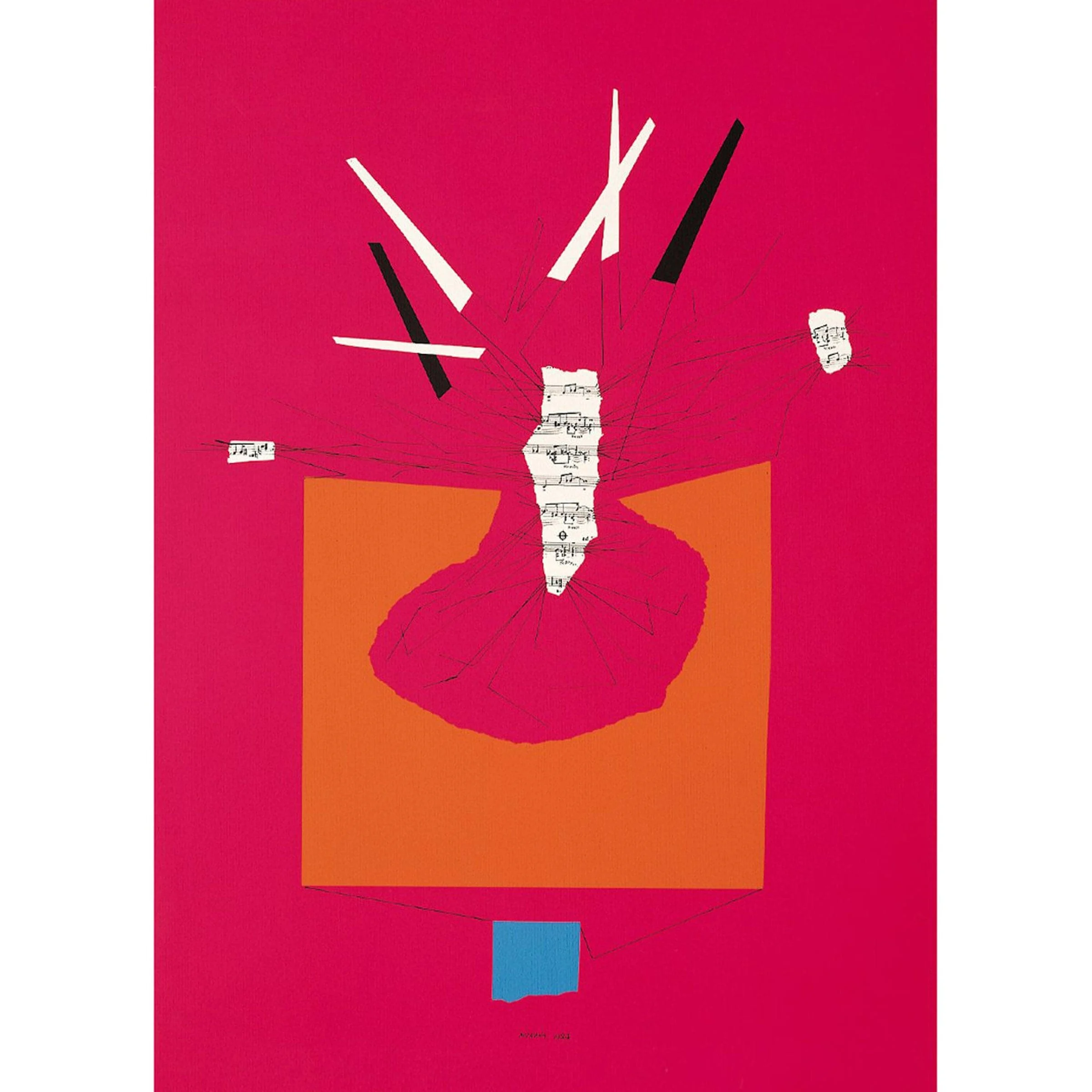 Stampa Serigrafica RICOSTRUZIONE TEORICA DI UN OGGETTO IMMAGINARIO Rosa di Bruno Munari - 70x50cm