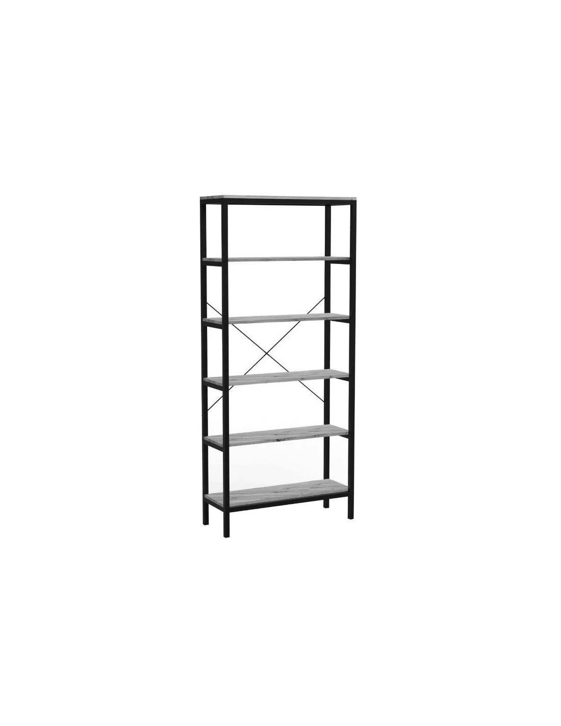 LIBRERIA "INDUSTRIAL" DIM.: 80X30x180CM COLORE QUERCIA GRIGIA