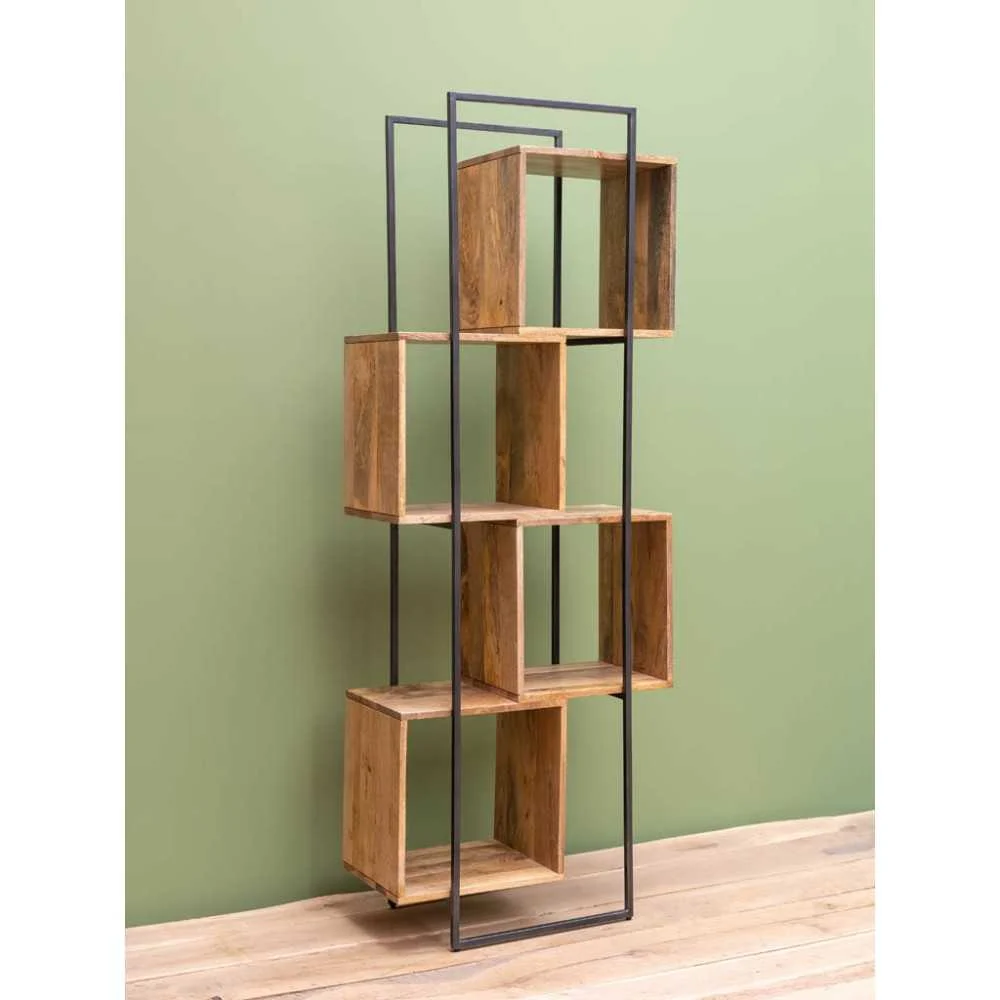 Scaffale libreria moderno in legno di mango Rubik – 68x40x180 cm