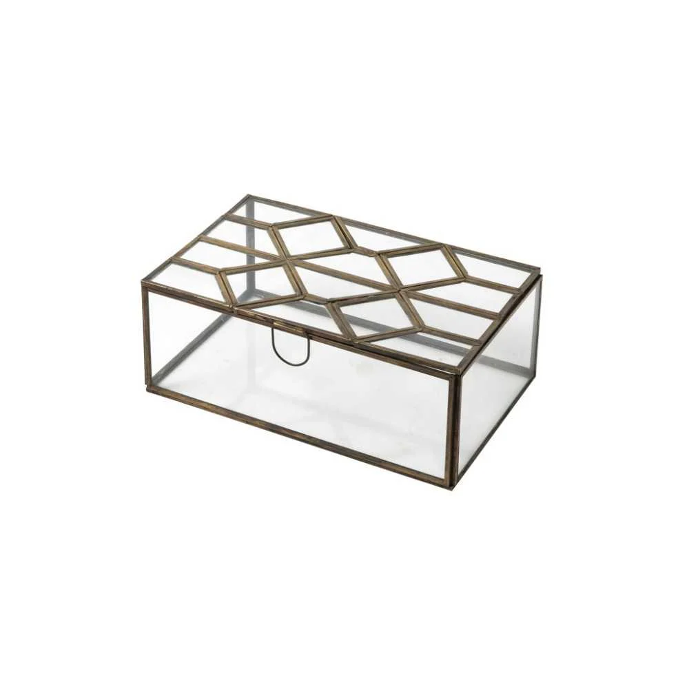 Scatola Vetro con Diamanti 24x15x9 cm Chehoma