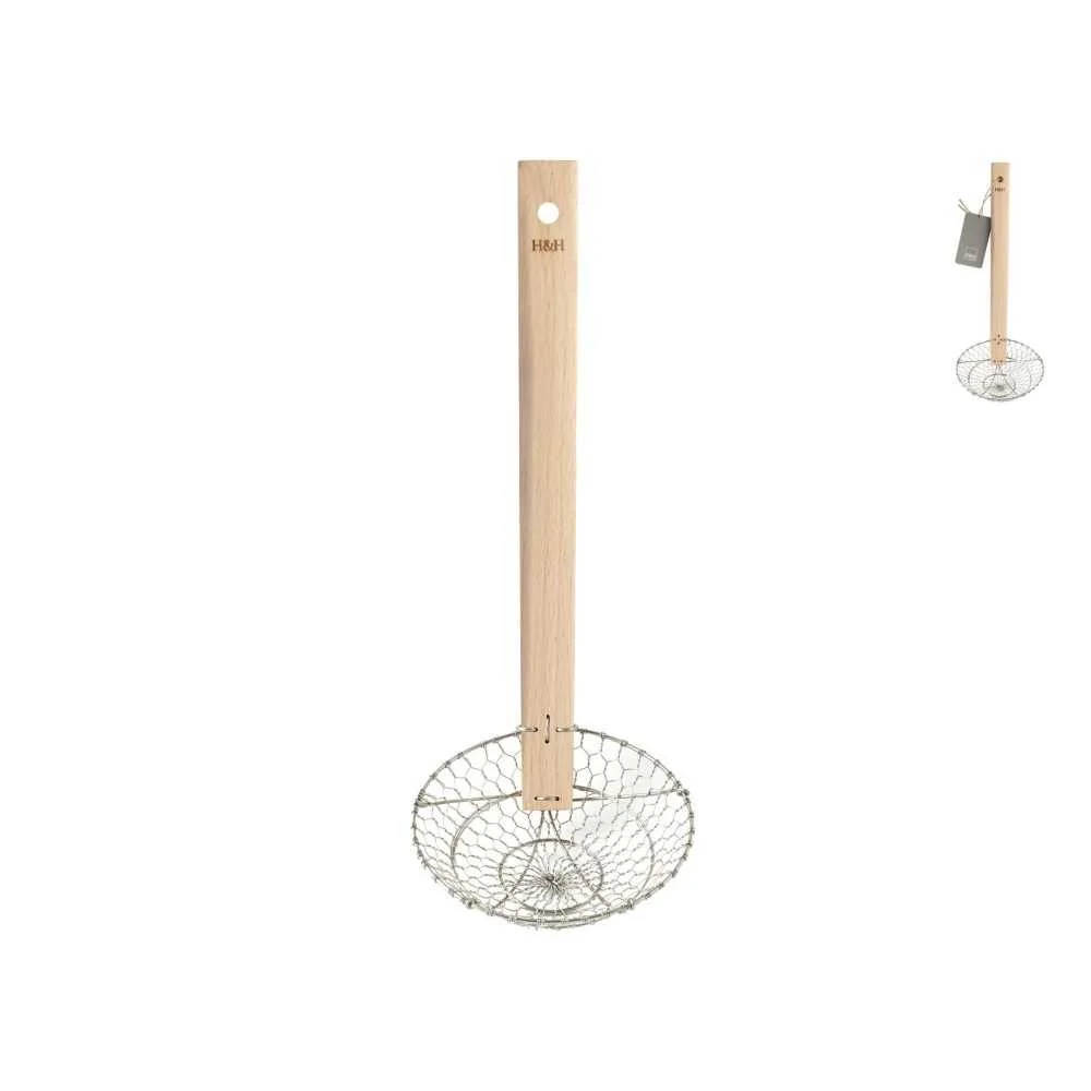Schiumarola in acciaio inox e legno di faggio, misura 36 cm