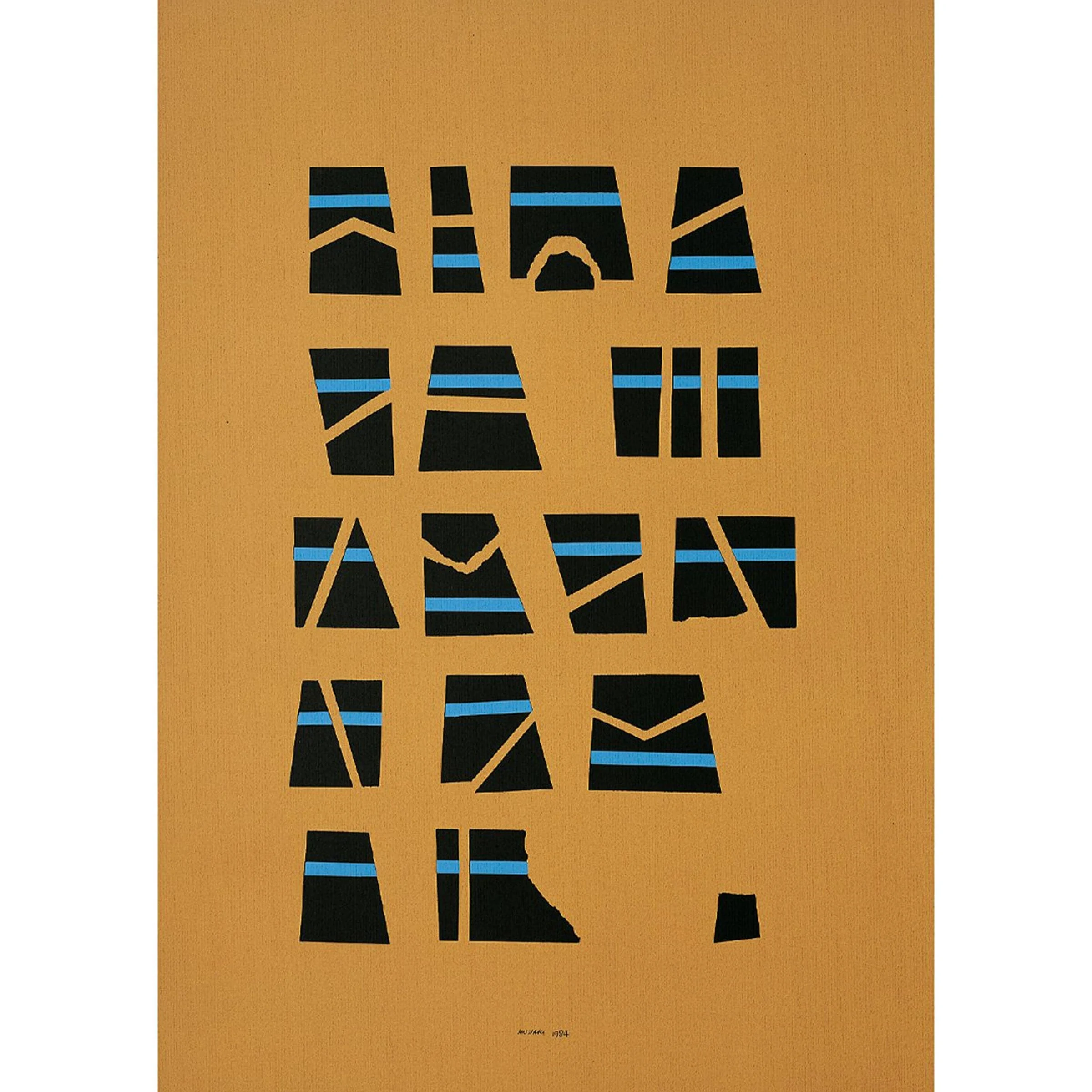 Stampa Serigrafica SCRITTURA ILLEGGIBILE DI UN POPOLO SCONOSCIUTO Ocra di Bruno Munari - 70x50cm