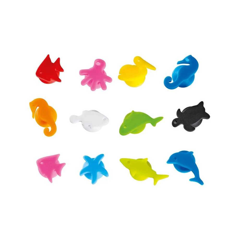 Segnabicchiere Riutilizzabile "Nautico" Confezione Assortita da 12 Pezzi, 1,4x1,7x1,4 cm