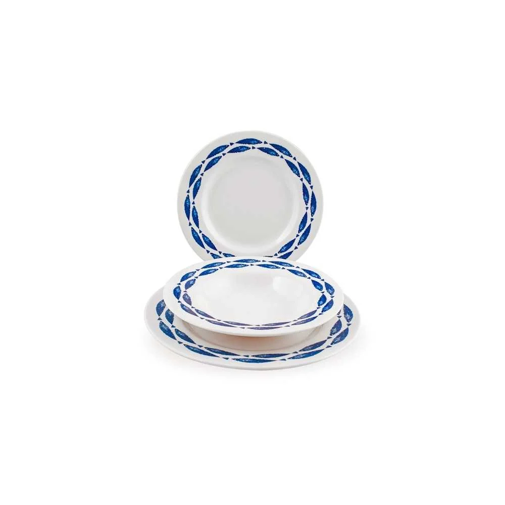 Servizio Piatti 18 Pezzi Elegante Sealife in Stoneware – Design Marino Estivo