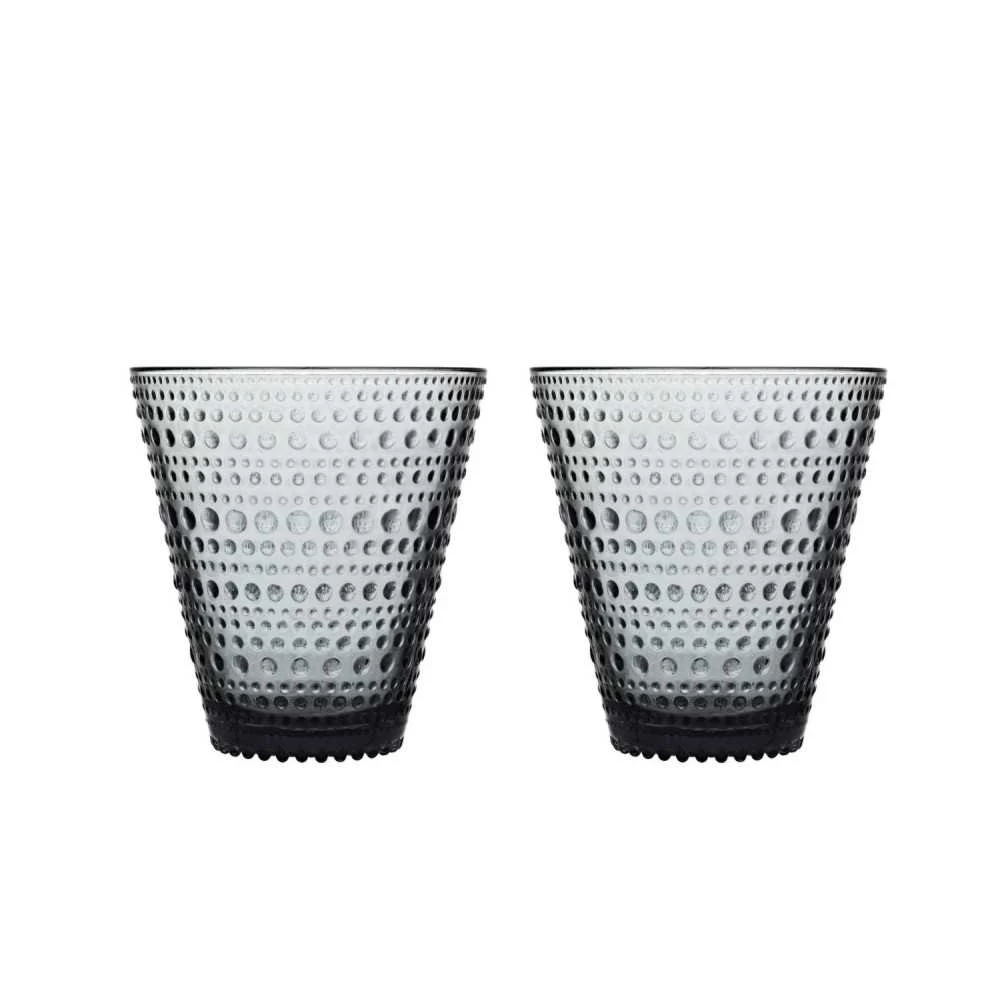 Set 2 Bicchieri Design Iittala Kastehelmi 30cl grigio