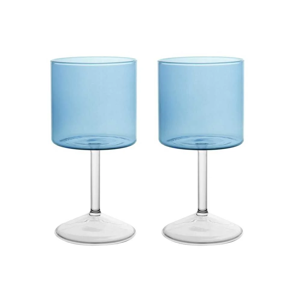 Set 2 Calici Azzurri Raffinati “Daylight” H&H – 23 cl in Vetro Borosilicato
