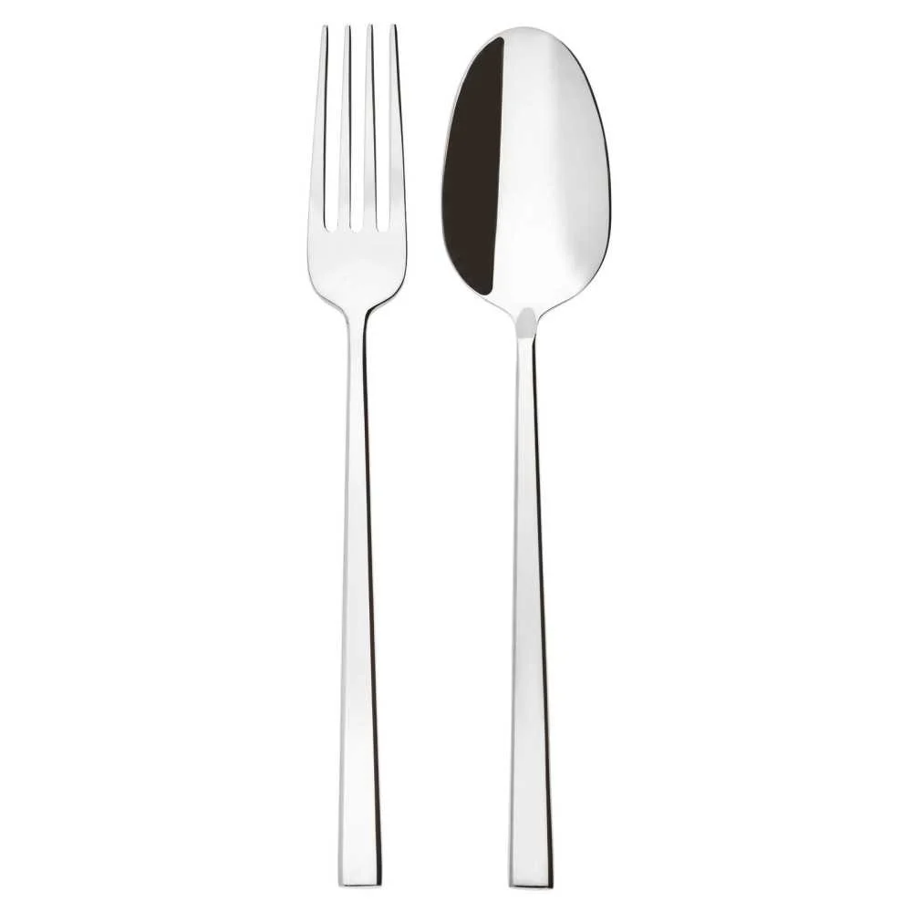 Set 2 Posate Servire Acciaio Inox 18 10 Mirror "Rock" Sambonet (Forchetta + Cucchiaio)
