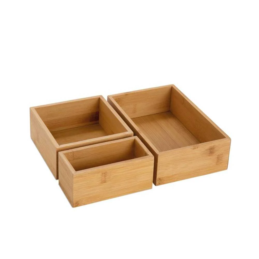 Set 3 Contenitori in Legno Naturale – Organizzazione con Stile