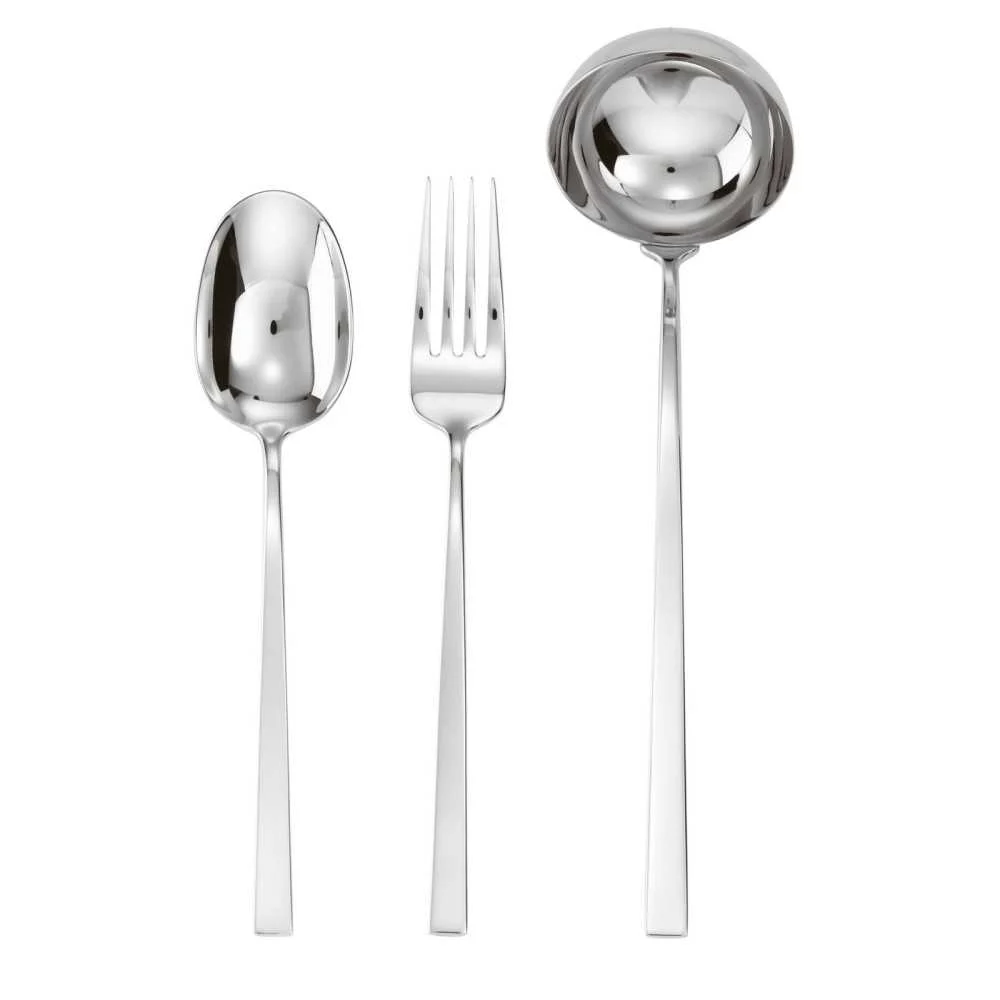 Set 3 Posate da Servizio "Linea Q" in Acciaio Argentato  Sambonet