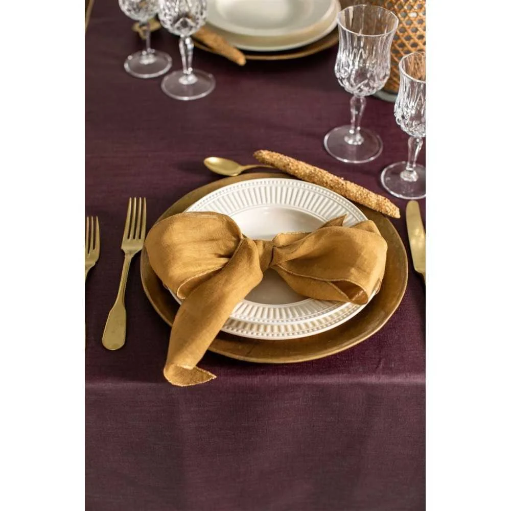 Set 4 Nastri Segnaposto in Lino Curry Gold 160x10 cm