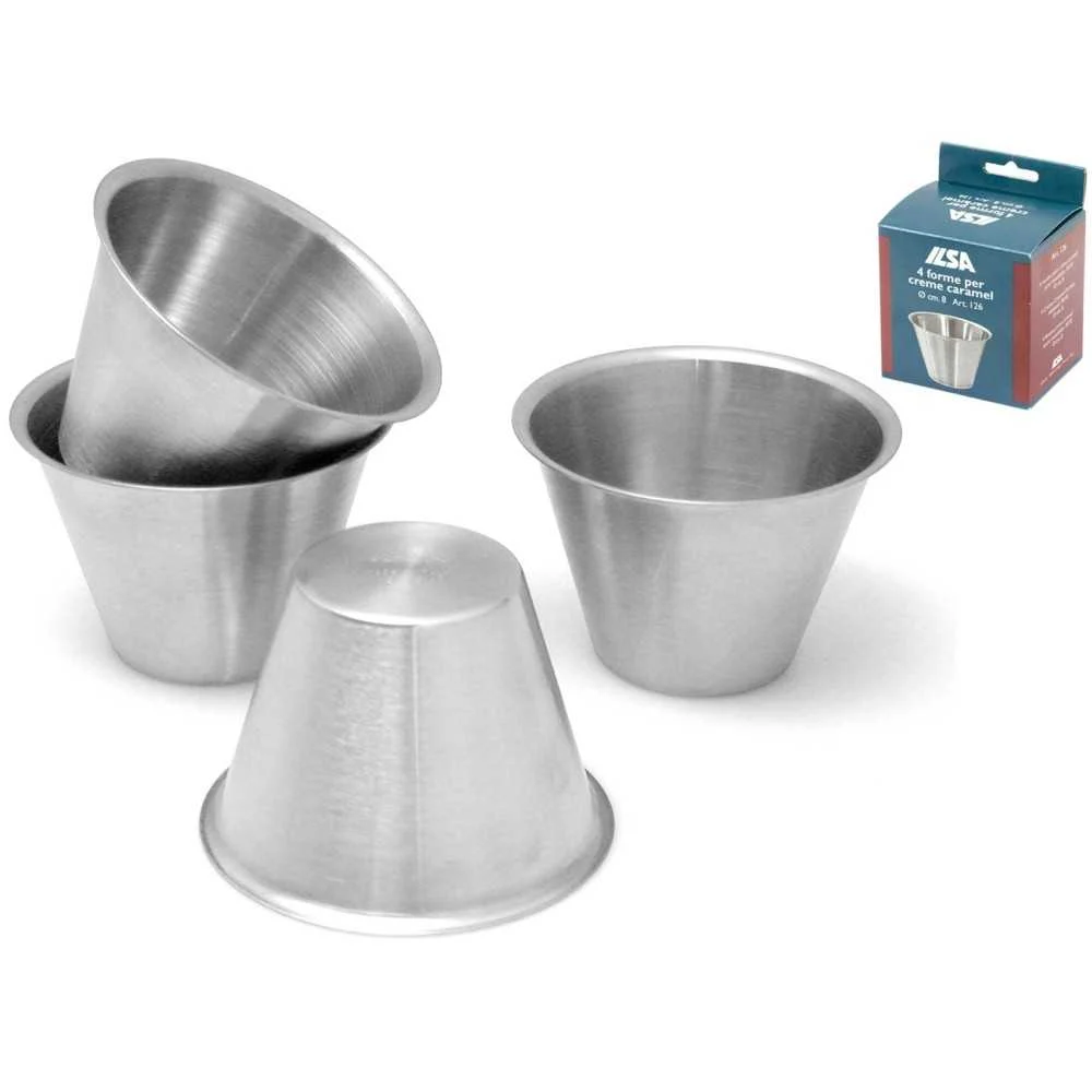 Set 4 pezzi Forma per creme caramel in acciaio inox 18 10