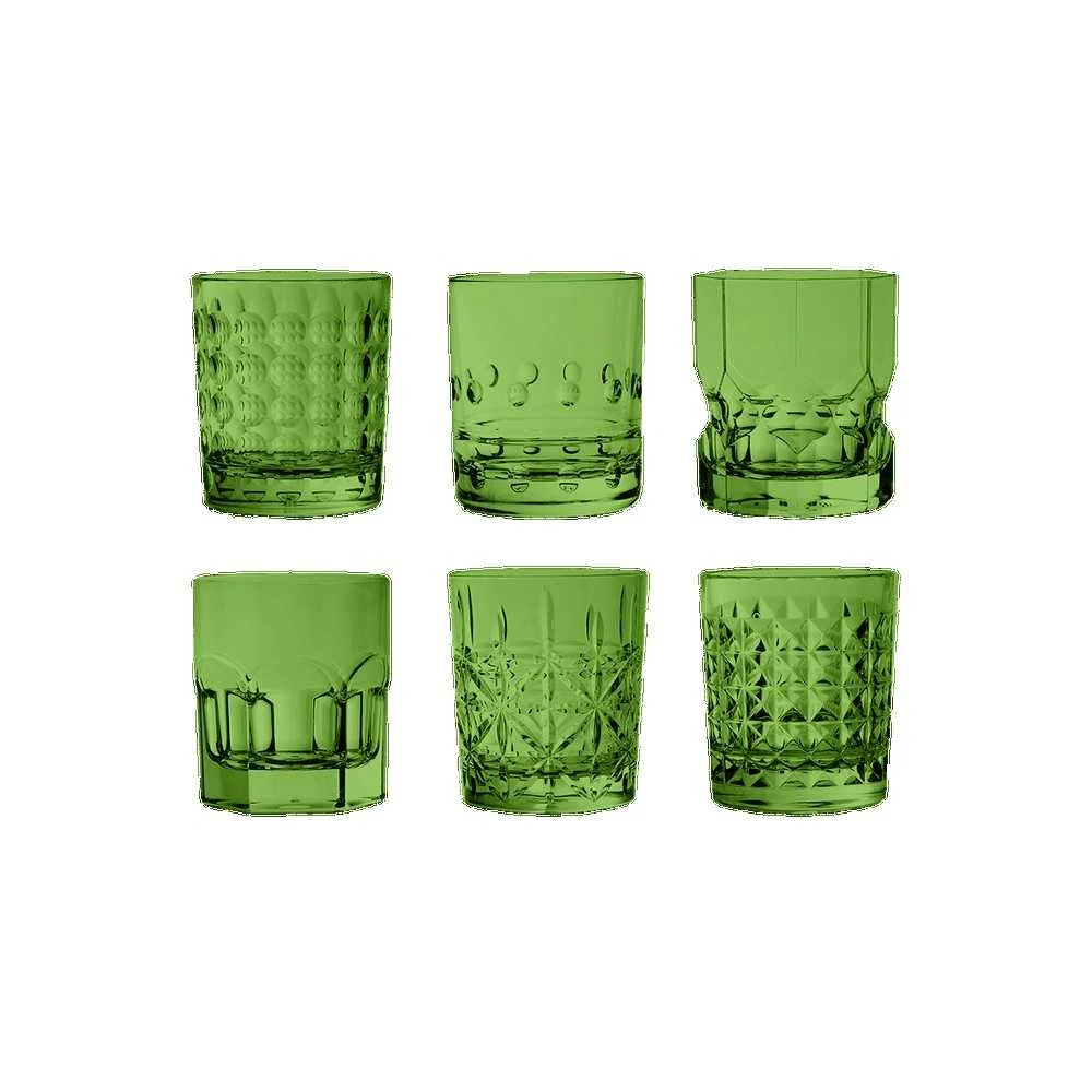 Set 6 Bicchieri Acqua Policarbonato "Crystal Touch" Verdi 8x9 cm Baci Milano