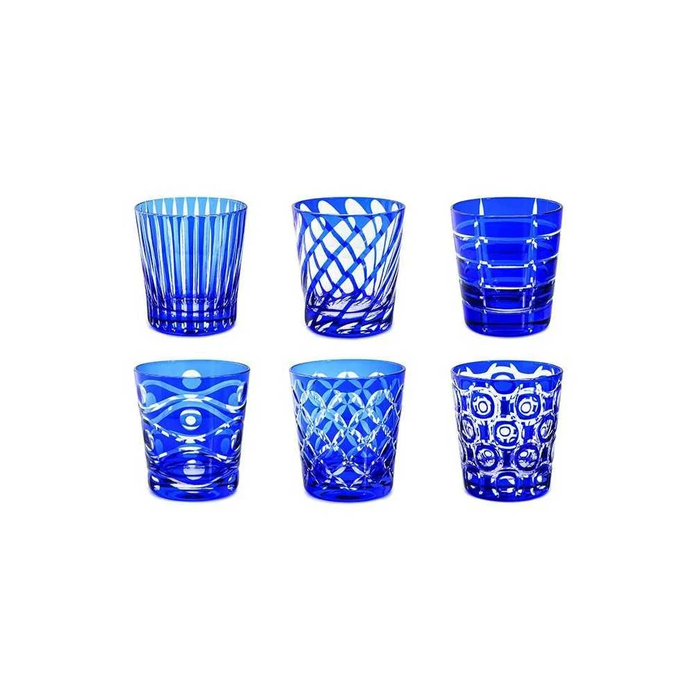 Set 6 Bicchieri Cristallo Blu 300 ml Livellara