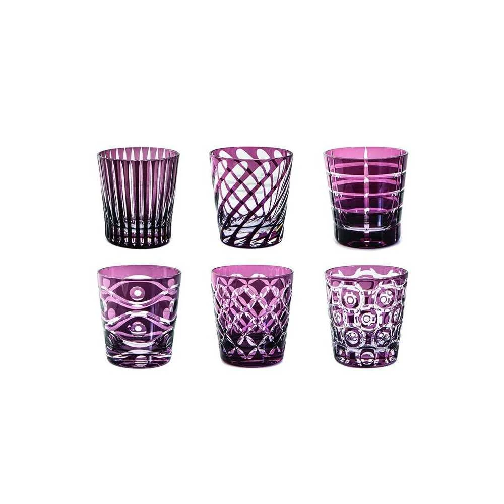 Set 6 Bicchieri Cristallo Viola 300 ml Livellara